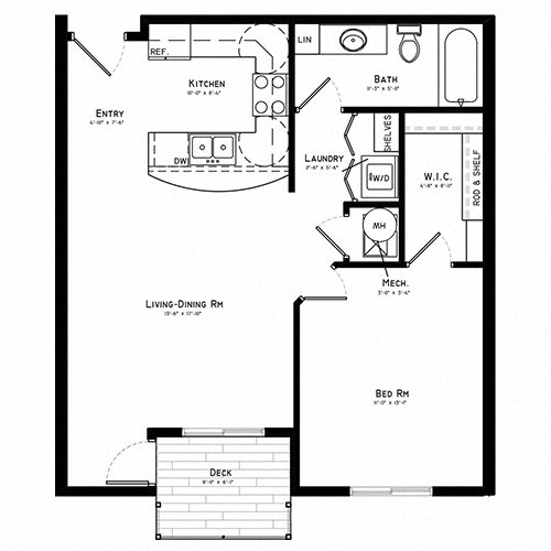Durham Floor Plan: 688 - 775 SF Durham Floor Plan: 688 - 775 SF
